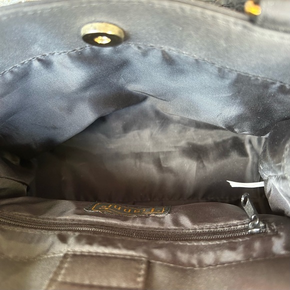 Tianni Black Embroidered Ladybug Handbag Faux Black Bamboo Handles - Picture 7 of 9